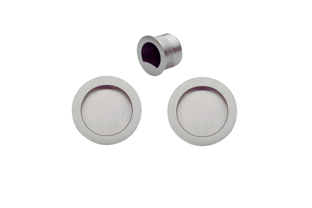 Product picture of the Visca Satin Chrome Sliding Door Passage Kit on a white background.