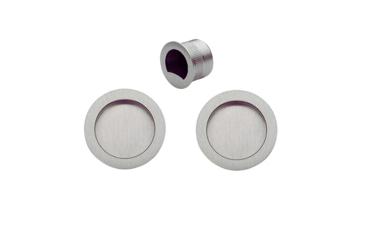 Product picture of the Visca Satin Chrome Sliding Door Passage Kit on a white background.