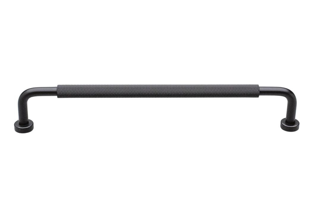 Kethy Bugle Cabinet Handle in Matt Black – Knurled pull handle for modern kitchen cabinetry.