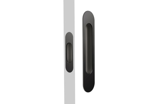 Product picture of the Matt Black Mardeco Radius Edge M Series Flush Pull Passage Set.