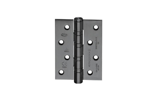 Product picture of the JNF Ball Bearing Hinge 100x75mm Matt Black on a white background.