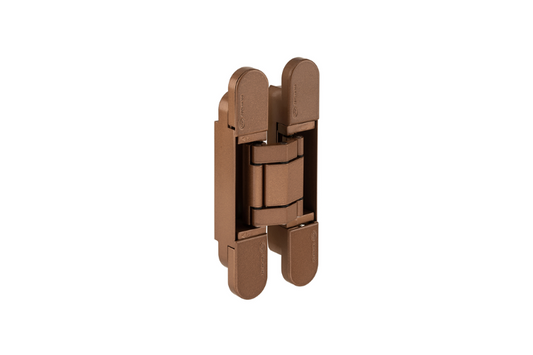 Product image of the 3D Adjustable Concealed Hinge 150 Copper by Architectural Choice on a white background.