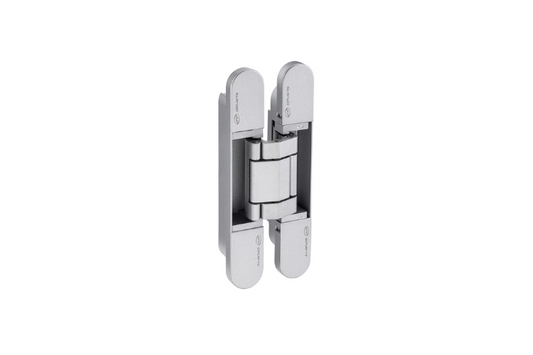 Product image of the 3D Concealed Hinge 175 Brushed Chrome by Architectural Choice.