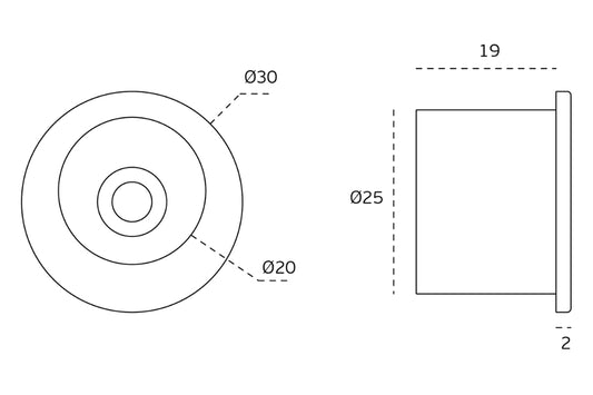 Technical drawing of a circular component with dimensions