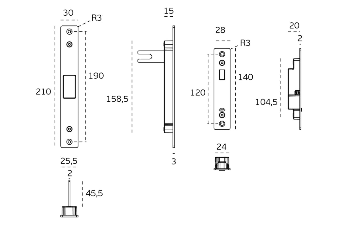 JNF Pendulum Satin Stainless Steel Sliding Door Kit