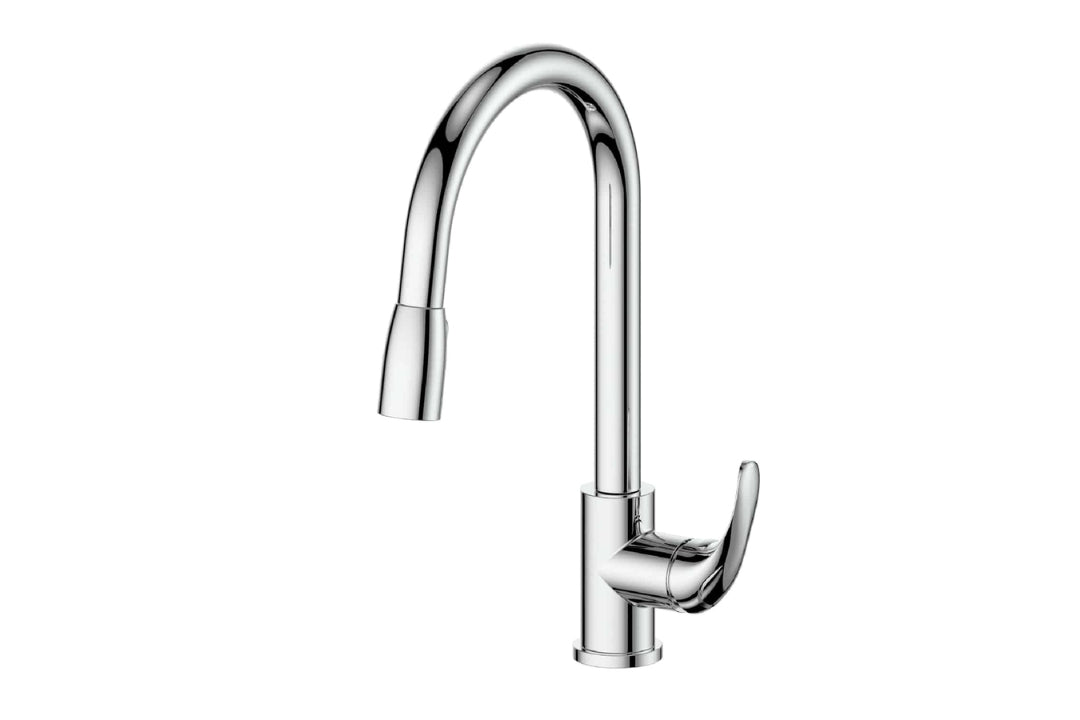 Regency Pull-Down Sink Mixer in Chrome Plate – chrome kitchen mixer with dual spray for budget-friendly architectural kitchens