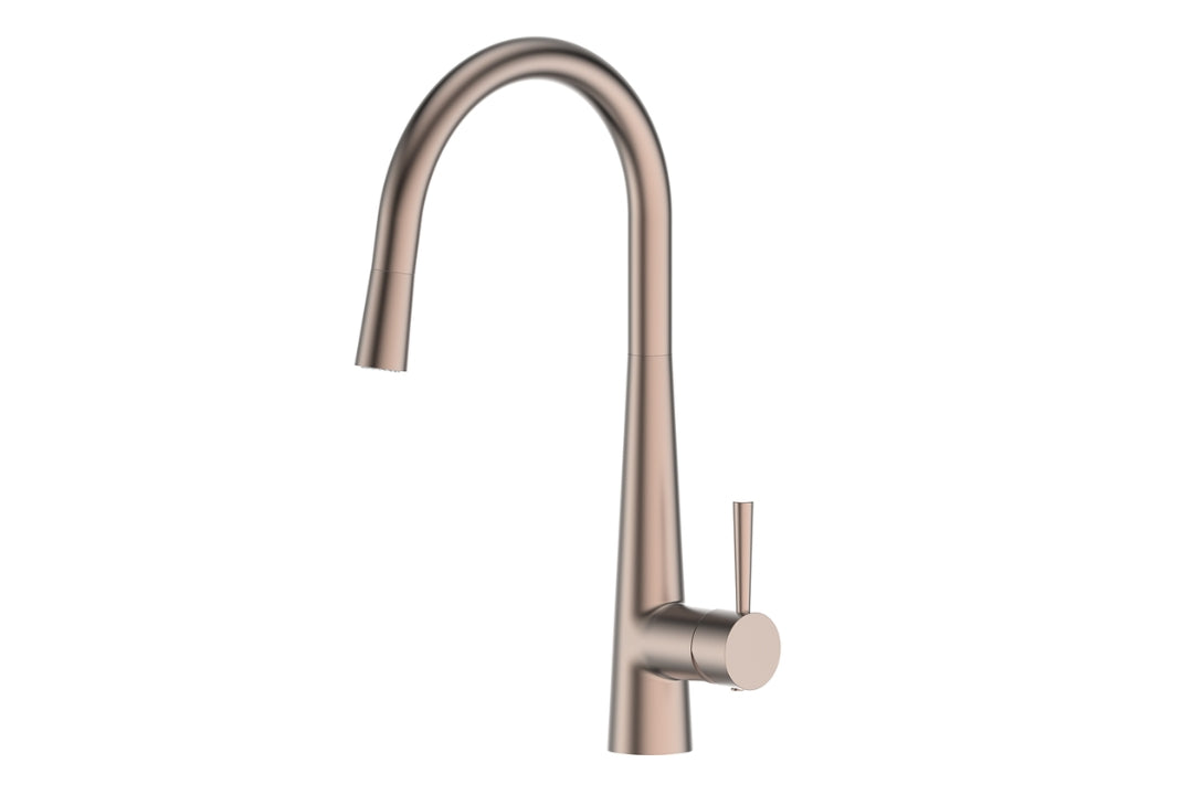 Galiano Pull-Down Sink Mixer in Brushed Bronze – premium bronze sink mixer for luxury kitchen designs