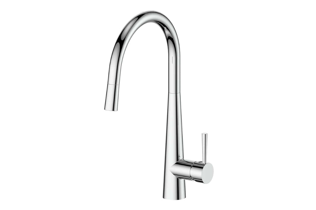 Galiano Pull-Down Sink Mixer in Chrome Plate – water-efficient chrome kitchen tap with sculptured form