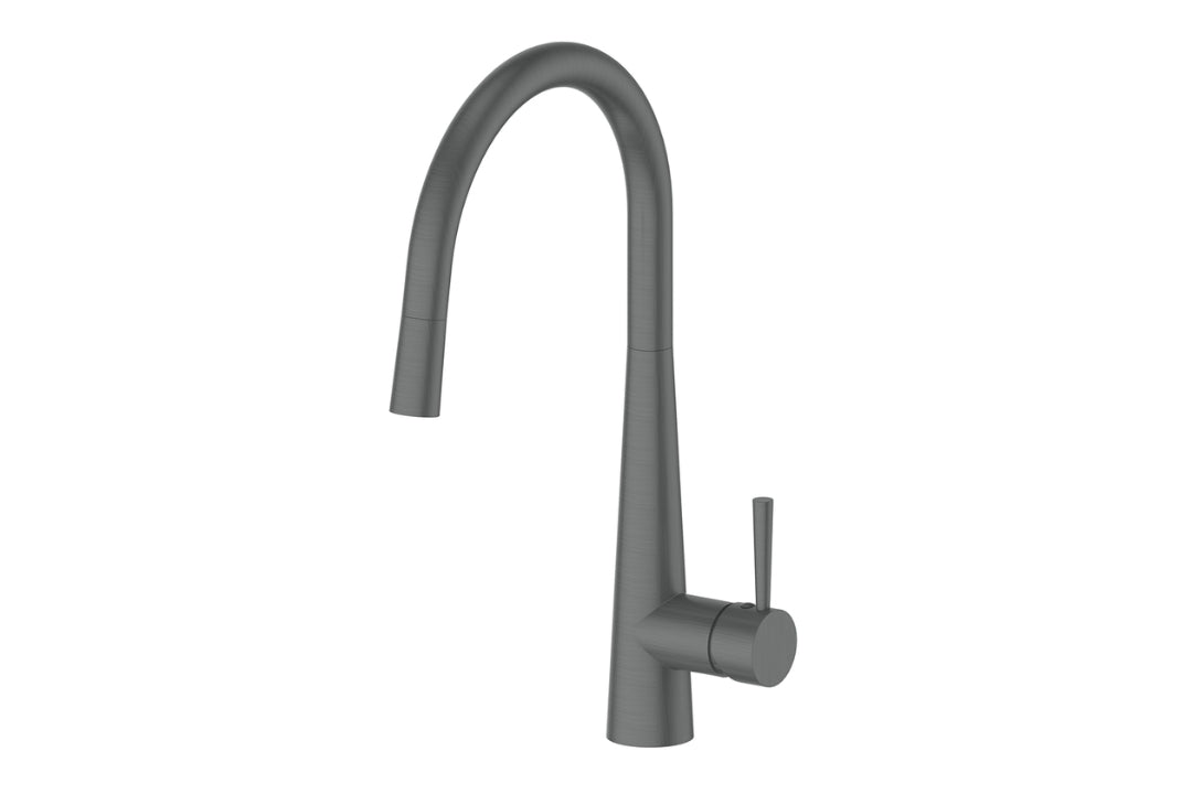 Galiano Pull-Down Sink Mixer in Gunmetal – contemporary pull-down kitchen mixer for architectural use