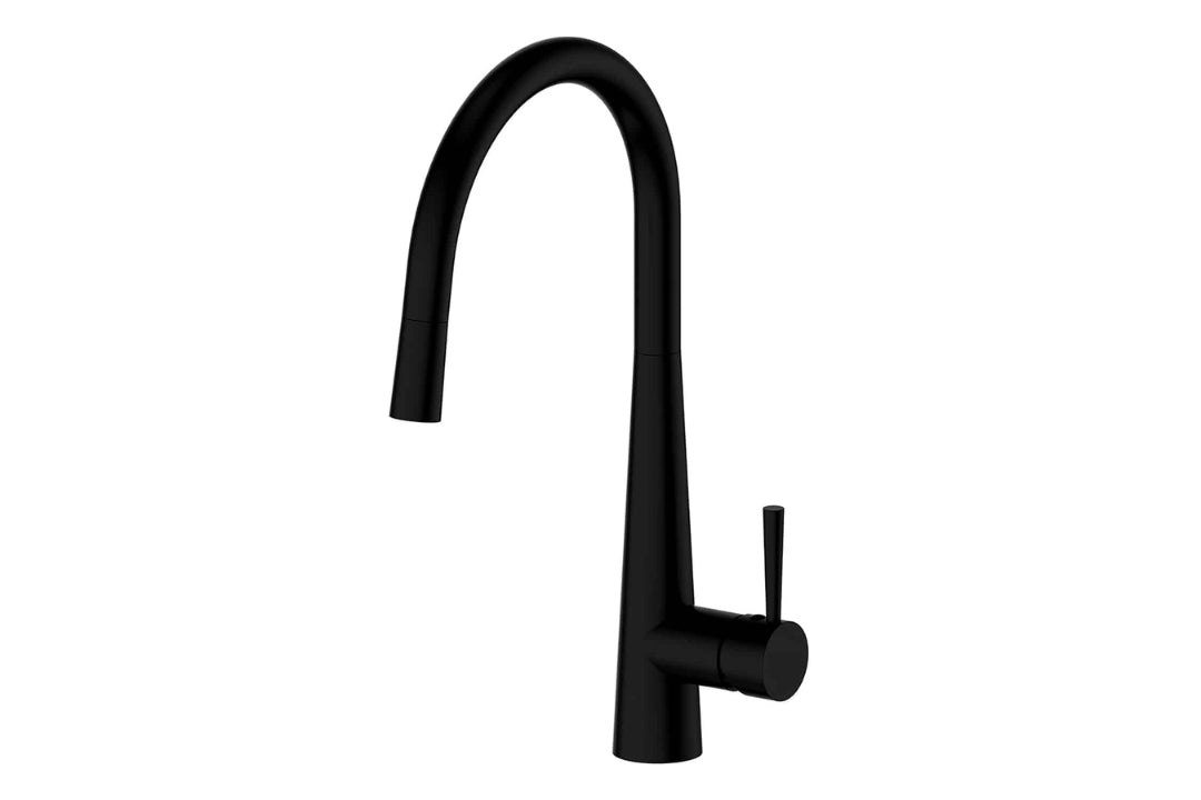 Galiano Pull-Down Sink Mixer in Matt Black – minimalist black tap with European-inspired design