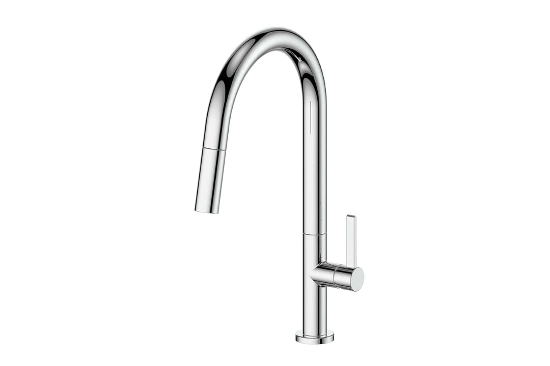 Luxe Pull-Down Sink Mixer in Chrome Plate – water-efficient chrome kitchen tap with swivel spout