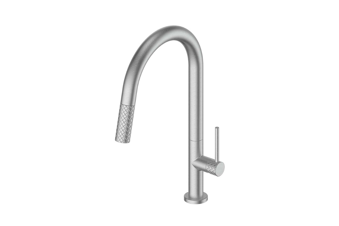 Textura Pull-Down Sink Mixer in Brushed Stainless – premium textured kitchen mixer