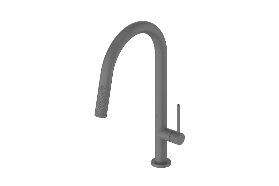 Textura Pull-Down Sink Mixer in Gunmetal – dual-spray pull-down sink mixer tap