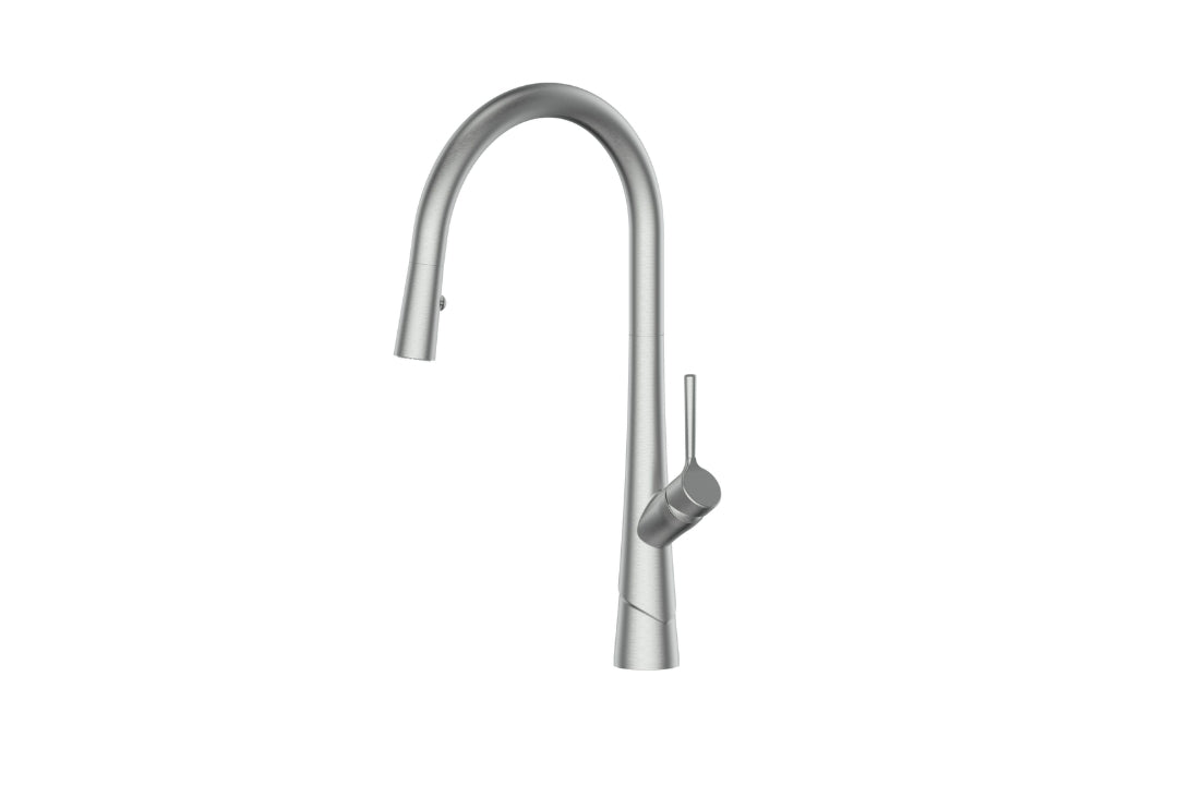 Lustro II Pull-Down Sink Mixer in Brushed Nickel – sleek brushed nickel mixer for architectural spaces