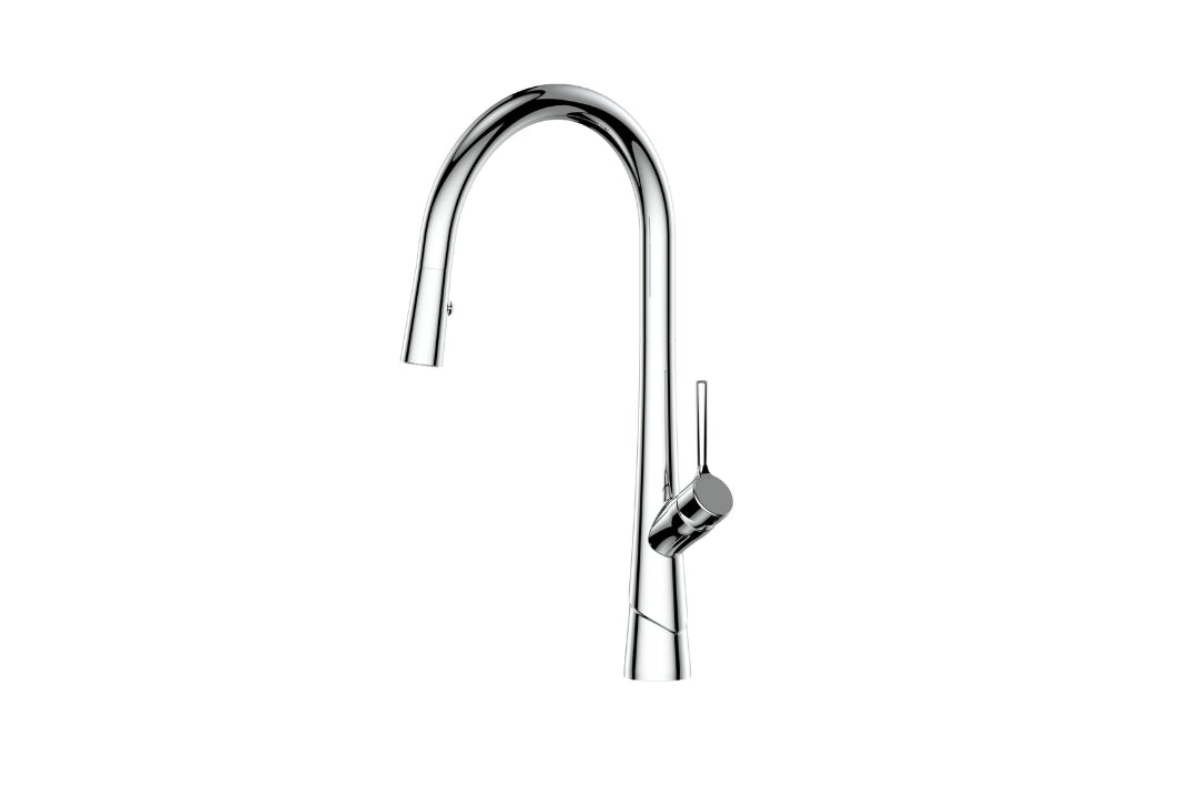 Lustro II Pull-Down Sink Mixer in Chrome Plate – chrome pull-down kitchen mixer with dual spray