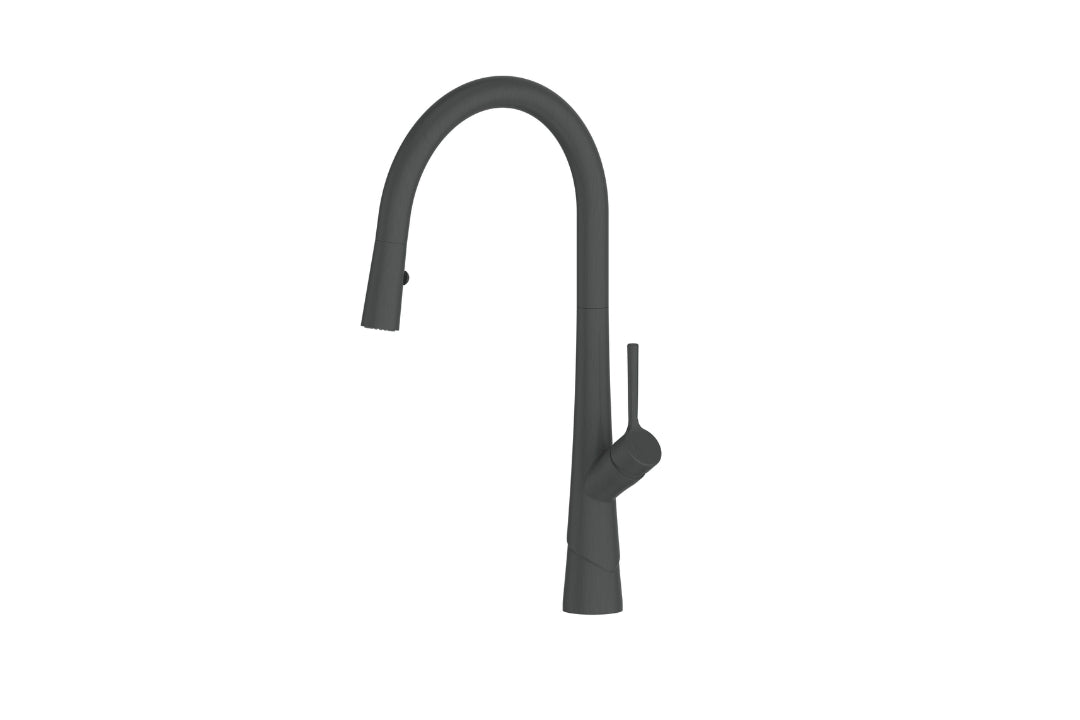 Lustro II Pull-Down Sink Mixer in Gunmetal – architect-specified gunmetal tap for high-end kitchens