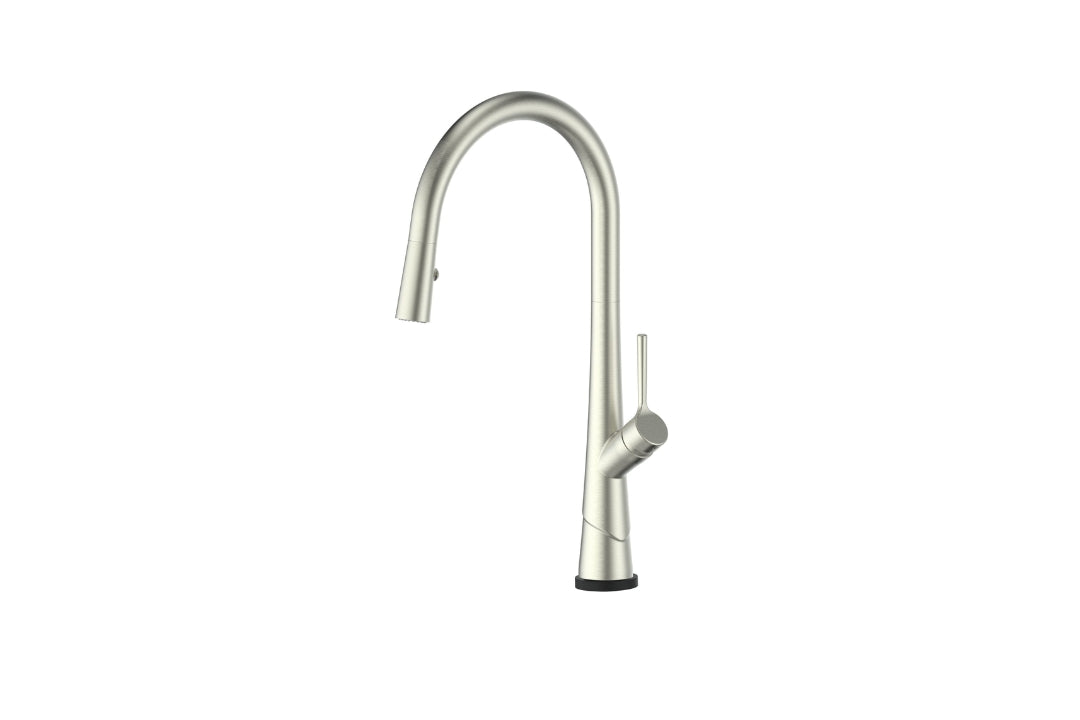 Lustro Kontact Pull-Down Sink Mixer in Brushed Nickel – smart touch kitchen mixer for high-end interiors