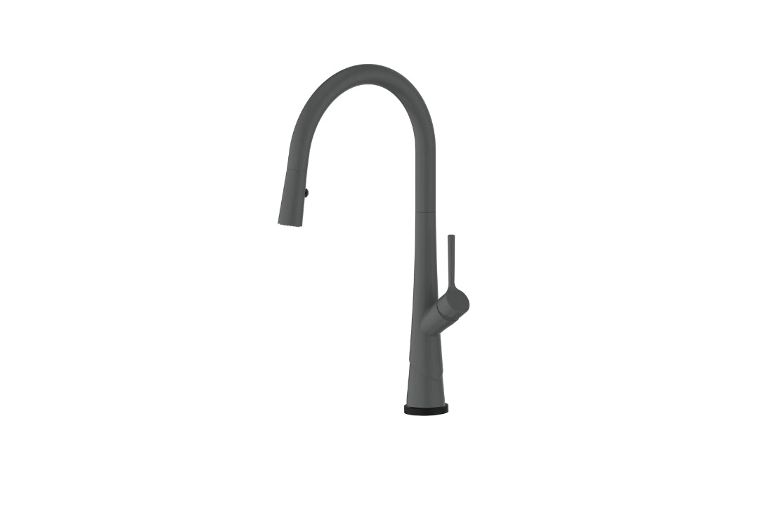 Lustro Kontact Pull-Down Sink Mixer in Gunmetal – minimalist sink mixer tap with Kontact technology