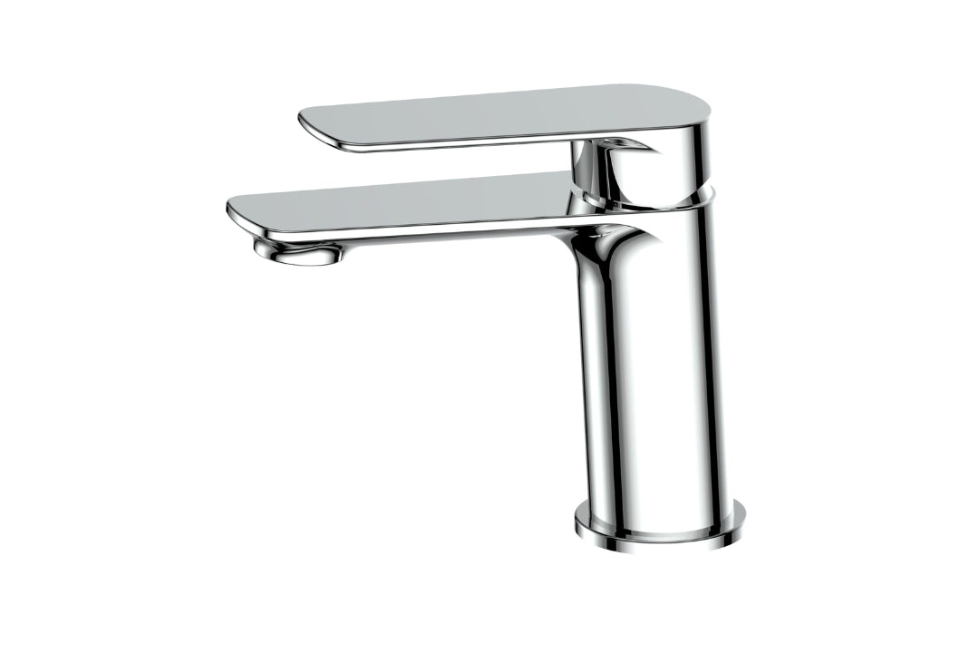 Novi Basin Mixer in Chrome Plate – chrome basin tap with compact profile for designer bathrooms