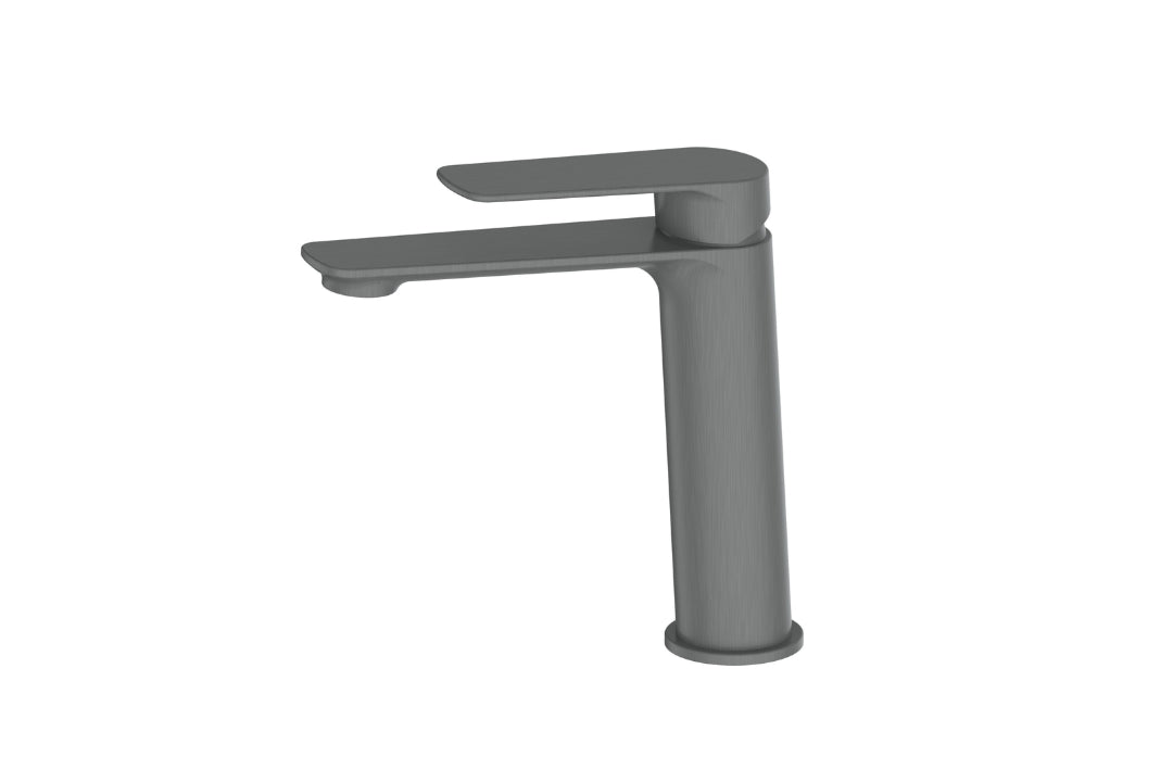Novi Mid Basin Mixer in Gunmetal – sleek gunmetal basin mixer for high-end bathroom projects