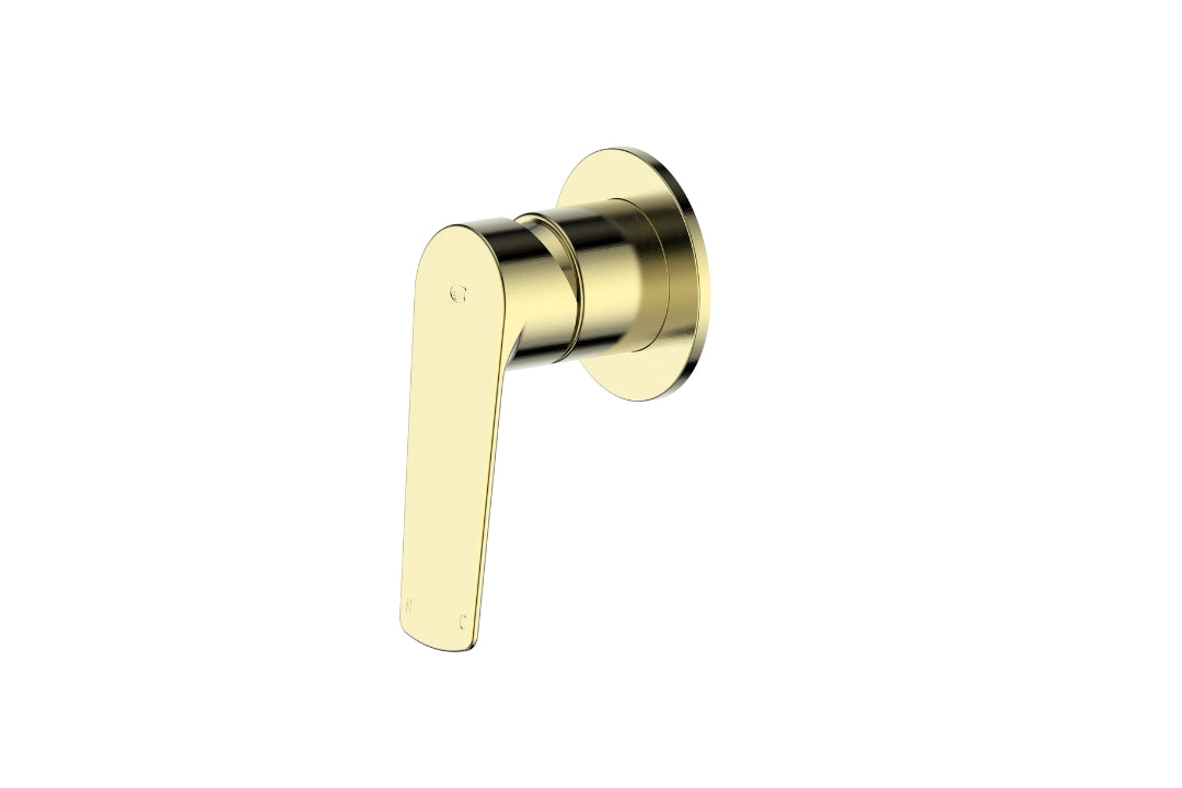 Novi Shower Mixer in Brushed Brass – brushed brass shower mixer tap for luxury architectural bathroom design