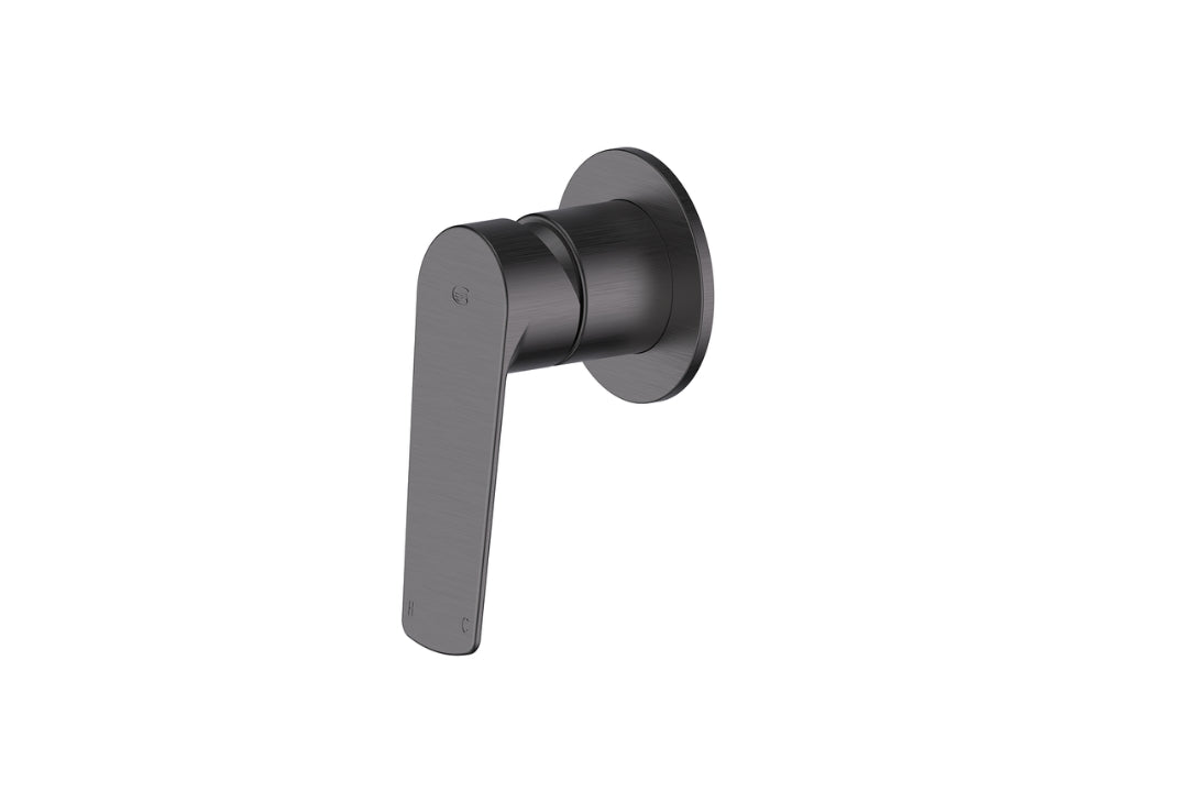Novi Shower Mixer in Gunmetal – gunmetal mixer tap for sleek, industrial-inspired architectural bathrooms