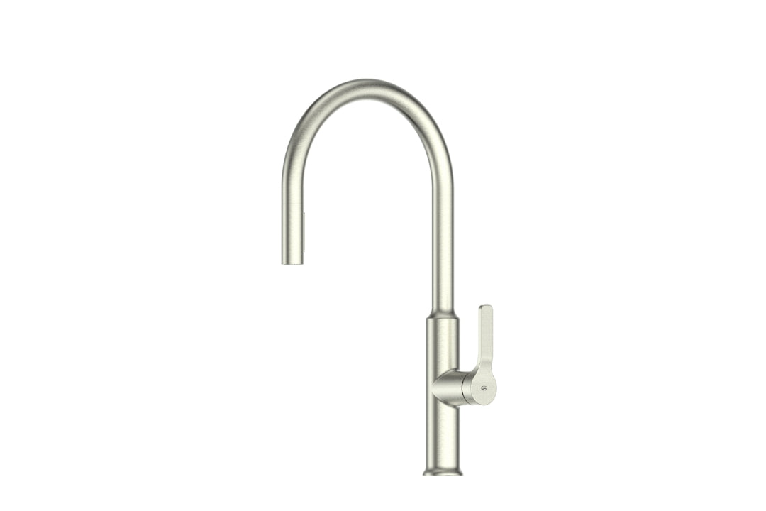 Image of the Brushed Nickel Craft Pulldown Kitchen Mixer with Kitchen Spout.