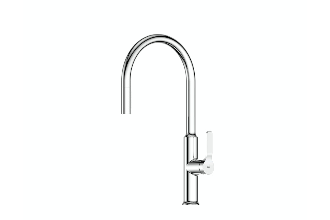 Image of the Chrome Plate Craft Pulldown Kitchen Mixer with Kitchen Spout.