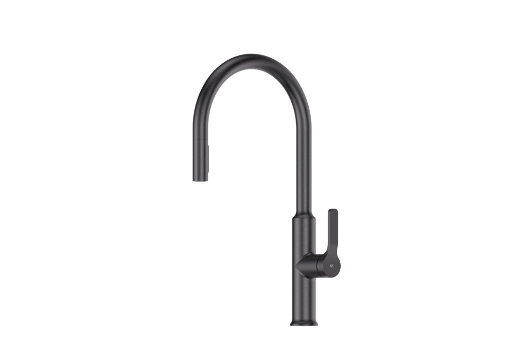 Image of the Gunmetal Craft Pulldown Kitchen Mixer with Kitchen Spout.
