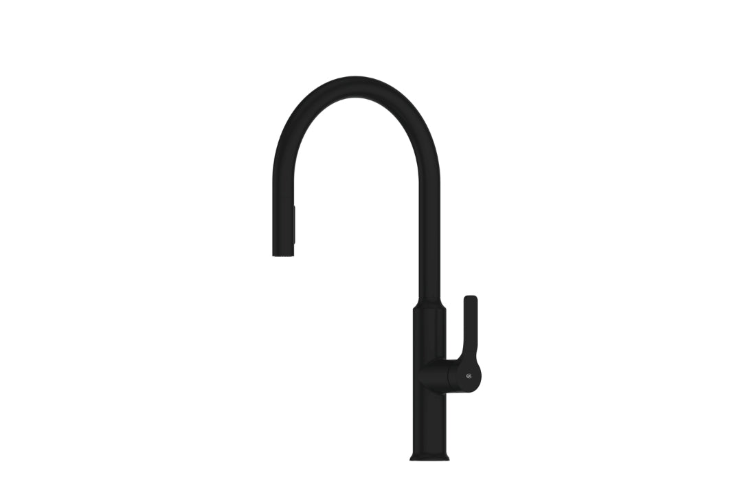 Image of the Matt Black Craft Pulldown Kitchen Mixer with Kitchen Spout.