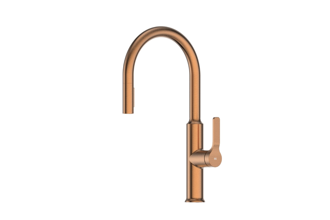 Product picture of the Brushed Bronze Craft Pulldown Kitchen Mixer with Prep Spout.