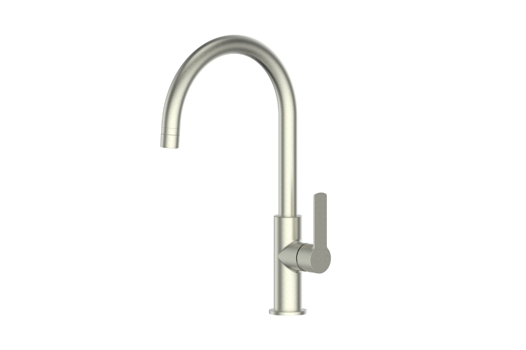 Astro II Gooseneck Sink Mixer in Brushed Nickel – brushed nickel gooseneck tap for contemporary interiors
