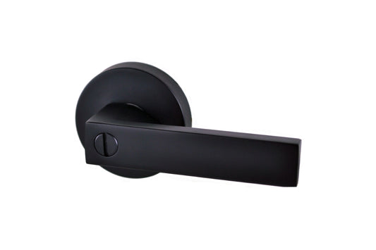 Image of the Matt Black Nidus Lonsdale Round Door Handle Privacy Set on a white background.