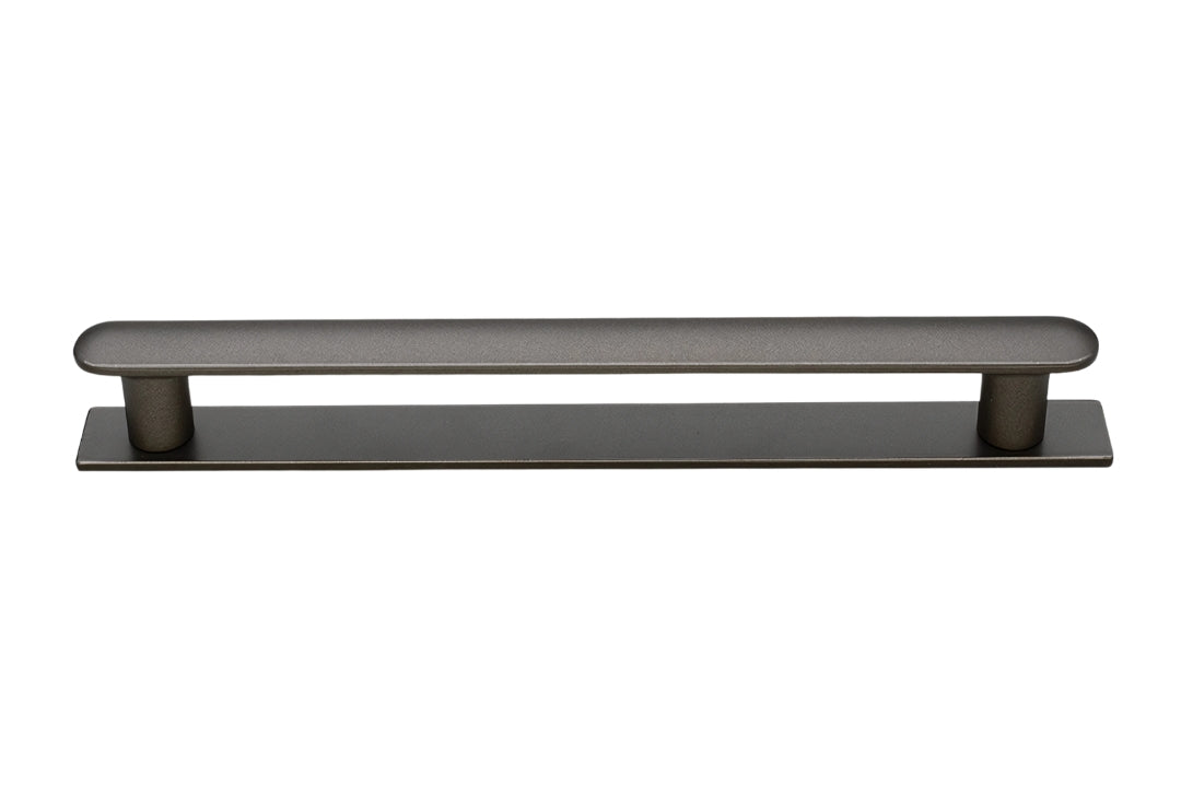 Yarra Matt Graphite Handle on Backplate 160mm – modern cabinet handle by Kethy for kitchens, wardrobes, and bathroom joinery.