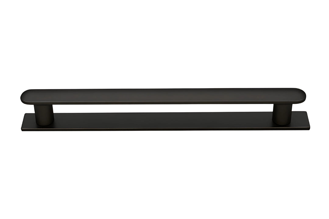 Yarra Matt Black Handle on Backplate – 192mm - modern cabinet handle by Kethy for kitchens, wardrobes, and bathroom joinery.