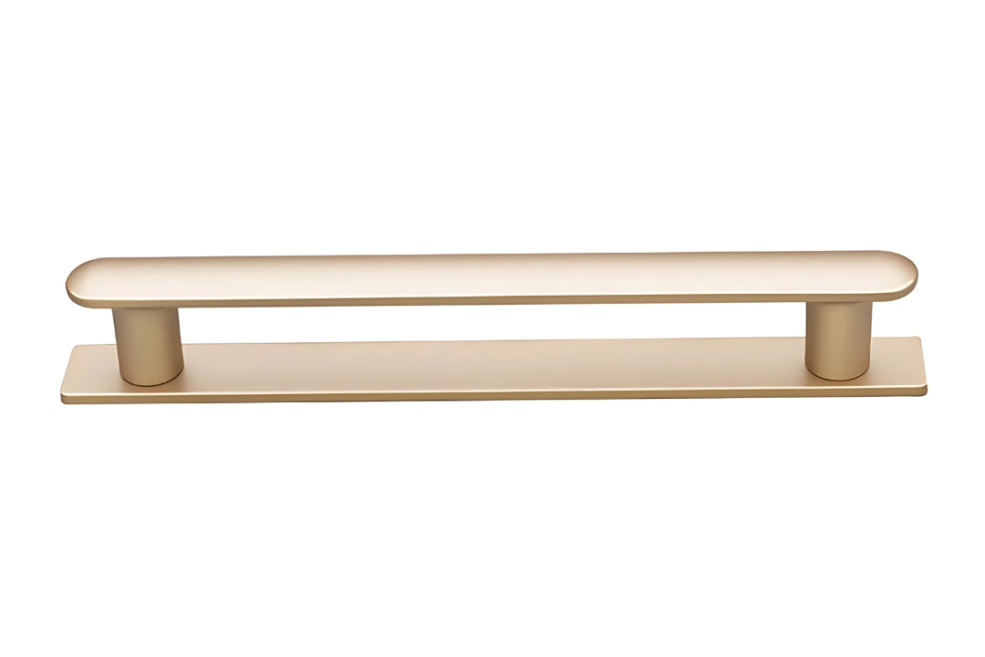 Yarra 288mm Matt Champagne Handle on Backplate – modern cabinet handle by Kethy for kitchens, wardrobes, and bathroom joinery.