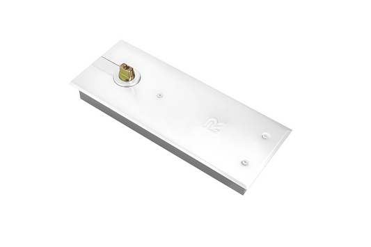 The Zanda TS7004 EN-4 Floor Spring Hold Open Double Action White on a white background.