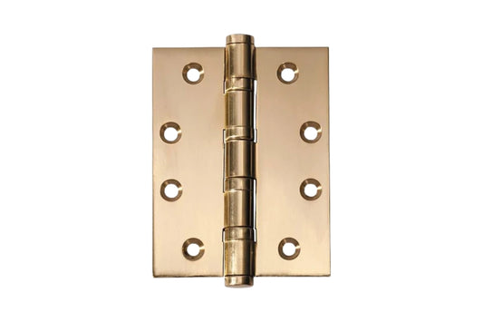 Brass hinge on a white background