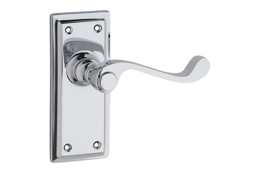 Product image of the Architectural Choice Milton Lever Latch Chrome Plate 125x50 on a white background.