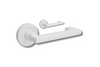 Product image of the Zanda Epic Return Door Handle on Round Rose White lever set only on a white background.