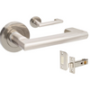 Product picture of the Zanda Epic Return Door Handle on Round Rose Brushed Nickel passage set on a white background.