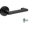 Product image of the Zanda Epic Return Door Handle on Round Rose Matt Black dummy handle on a white background.