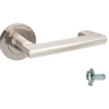 Product picture of the Zanda Epic Return Door Handle on Round Rose Brushed Nickel dummy handle on a white background.