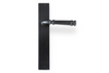 Product picture of the Apollo Design Tuscany Door Handle on Rectangle Plate Matt Black Passage Set on a white background.