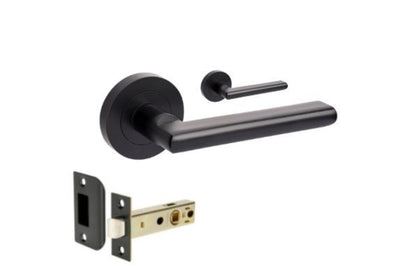 Product image of the Epic Matt Black Door Handle Passage Set on a white background.