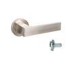 Product image of the Zanda Boston Door Handle on Round Rose Brushed Nickel Dummy Lever on a white background.