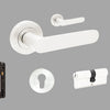 Product image of the Duke White Door Handle Entry Door Set 3 on a white background.