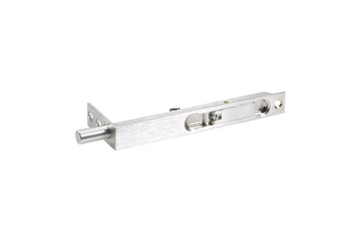 Product picture of the Zanda Economy 152x19 Brushed Nickel Flush Bolt | 10423.BN on a white background.