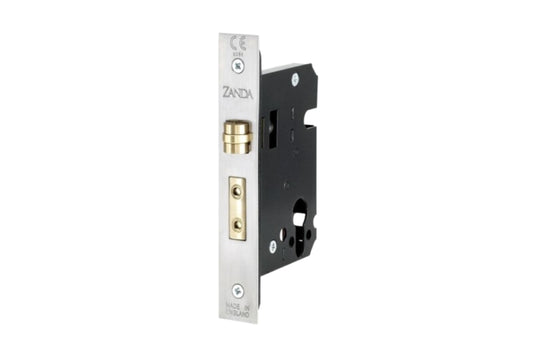 Product image of the 1140.SS Heavy Duty Roller Mortice Lock in Stainless Steel on a white background.