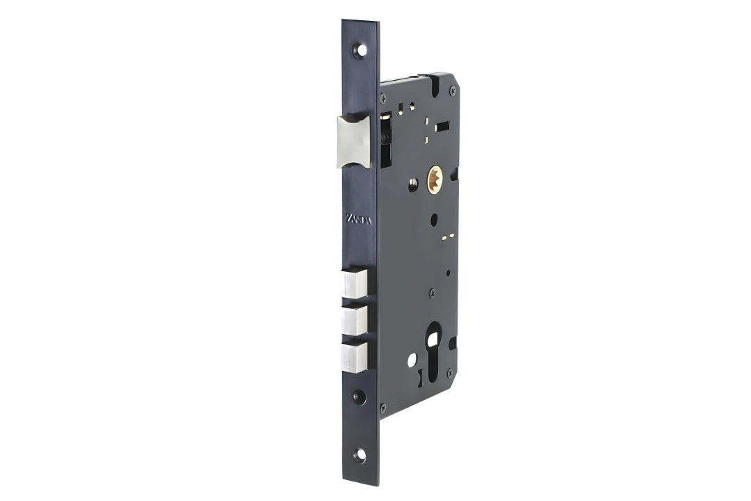 Zanda Euro Mortice Lock in Matt Black – sleek black mortice lock for contemporary interiors.